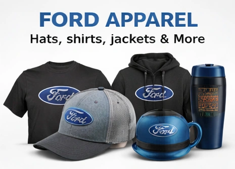 Ford apparel category banner featuring Ford-themed hats, shirts, and jackets