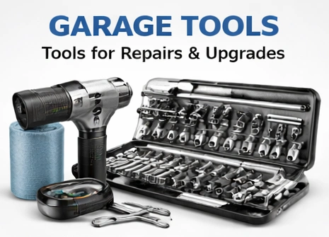Garage tools category banner featuring a socket set and essential repair tools